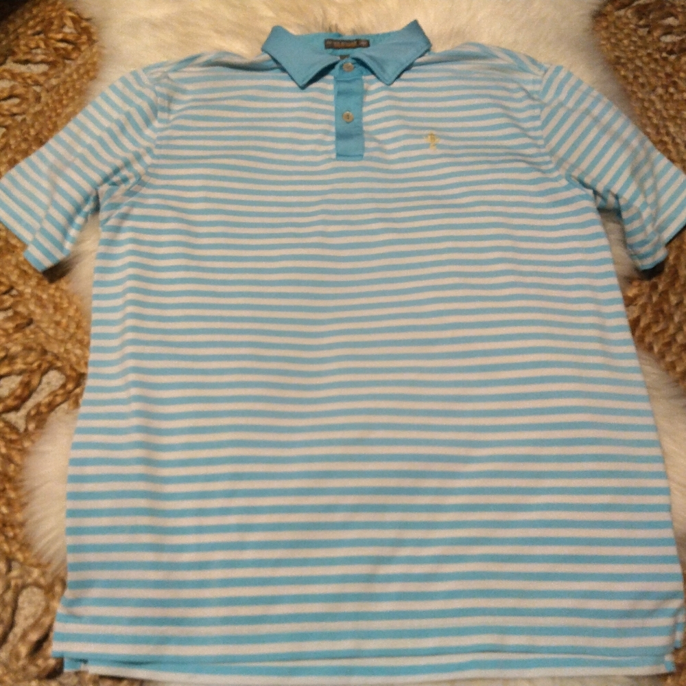 Peter Millar boys size Large striped polo shirt